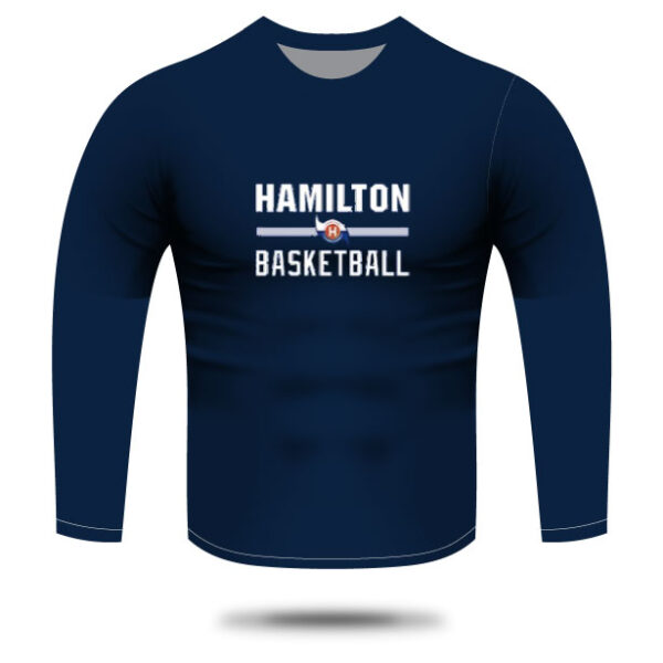 HAMILTON BASKETBALL COTTON TSHIRT NAVY BLUE (LONG SLEEVE) FRONT